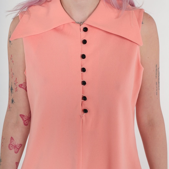Peach Mod Mini Dress 60s 70s Shift STEWARDESS Dre… - image 6