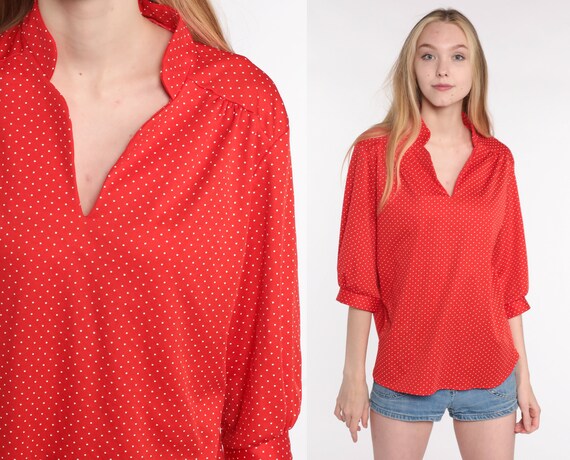 1970/'s Polyester Tunic Top Summer Tunic Various Sizes Vintage NOS Polka Dot Tunic By Connie/'s Blouses