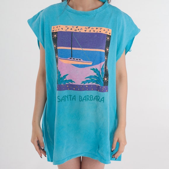 Santa Barbara Shirt 90s Muscle Tee Beach Boat Gra… - image 6