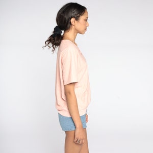 Slouchy Shirt Plain Peach Blouse 80s Top Short Sleeve T Shirt Slouch 1980s Retro Tee Vintage Ribbed Banded Hem Top Small Medium image 5