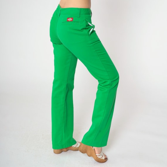 Green Flared Dickies Pants Y2k Workwear Trousers Low Rise Utility Work Wear Slacks Vintage 00s Small 3