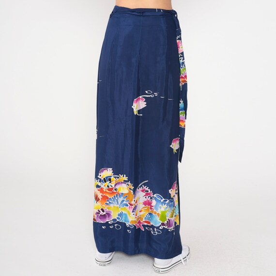 Tropical Fish Skirt 80s Maxi Wrap Skirt Blue Unde… - image 6