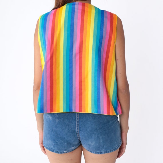 Rainbow Vest 70s Striped Open Front Vest Top Psyc… - image 5