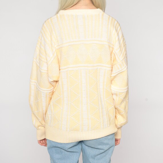 Yellow Knit Sweater 80s Geometric Pastel Sweater … - image 7
