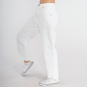 White Jeans 90s Mom Jeans Retro Tapered Straight Leg High Waisted Rise Denim Pants Summer Retro Basic Minimal Vintage 1990s Bonjour Small 28 image 3
