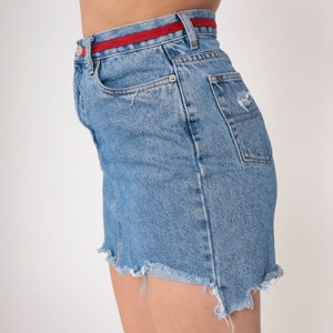 Tommy Hilfiger Jean Skirt 90s Y2k Denim Mini Skirt Retro Skirt Jeans High Waisted Cutoff Preppy Red Blue Vintage Streetwear Small 6 image 9