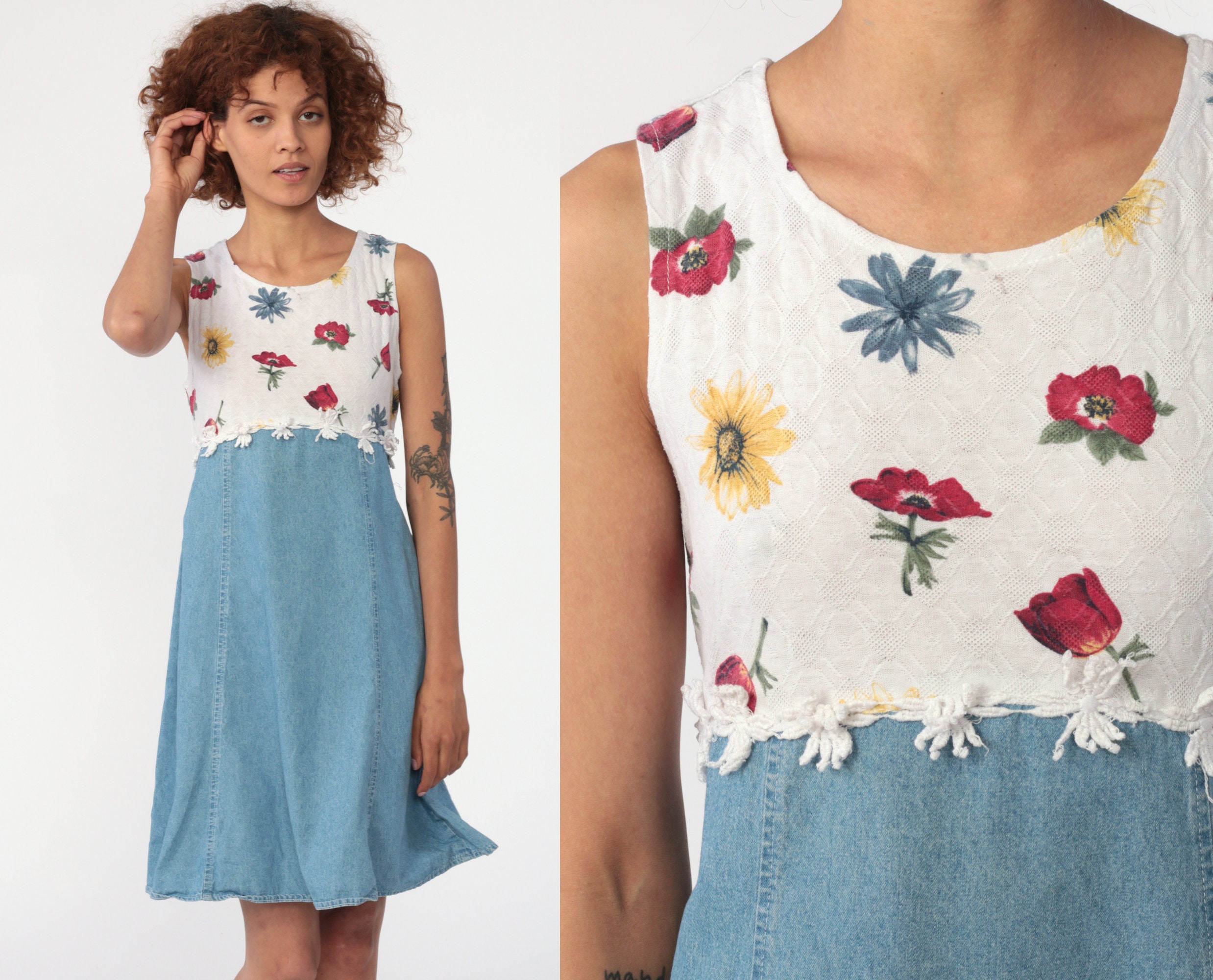 empire waist denim dress
