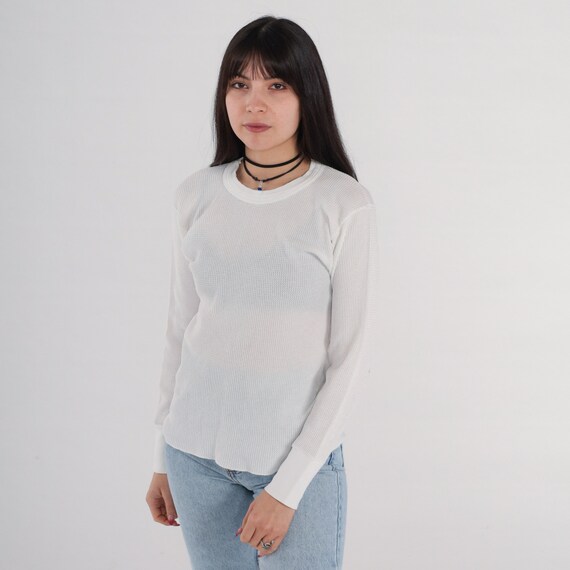 Vintage Thermal Shirt White Long Underwear Undershirt Long Sleeve Shirt Plain Shirt 90s T Shirt Retro Tee Vintage Tshirt 1990s Hanes Medium
