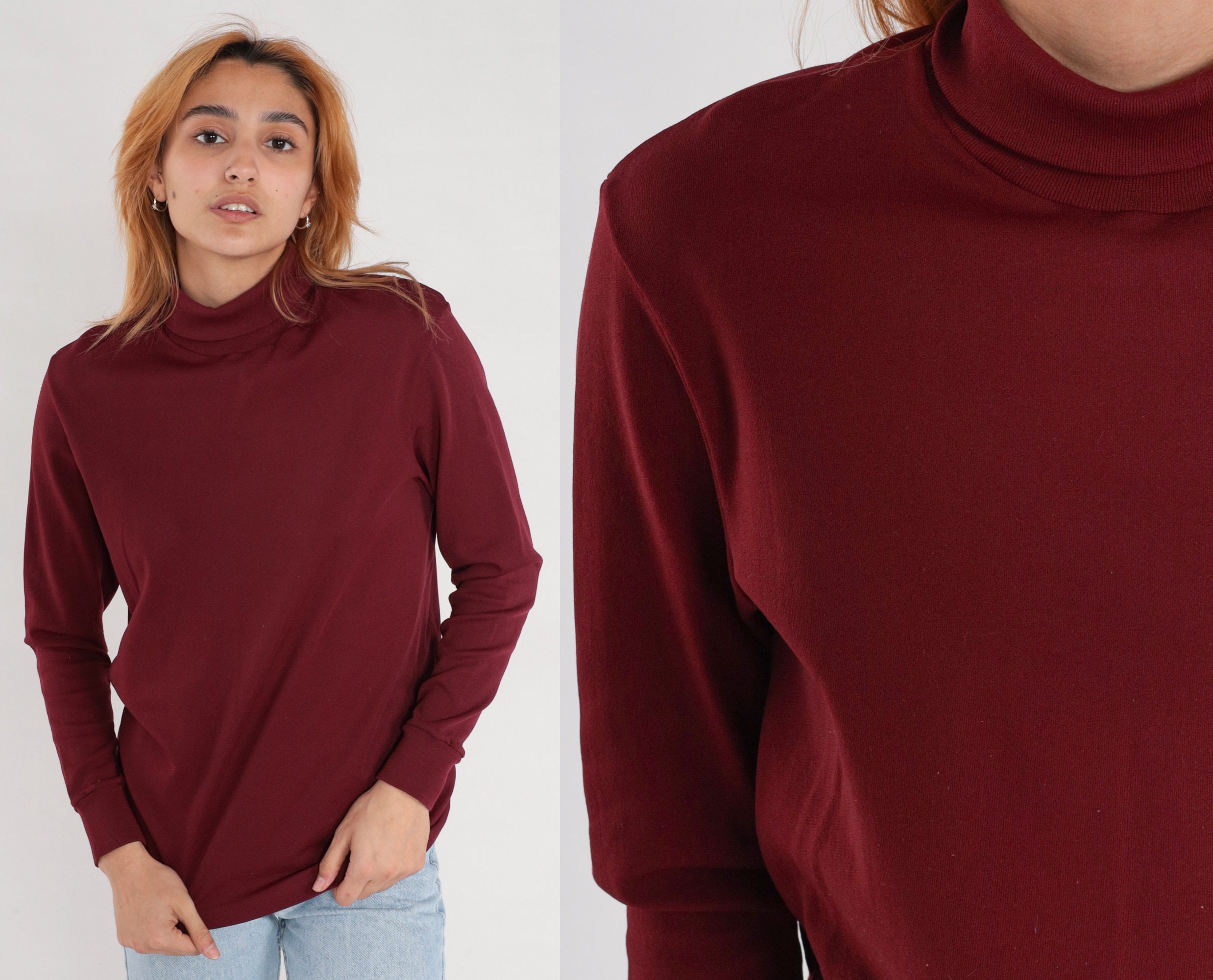 Burgundy Turtleneck Etsy Singapore