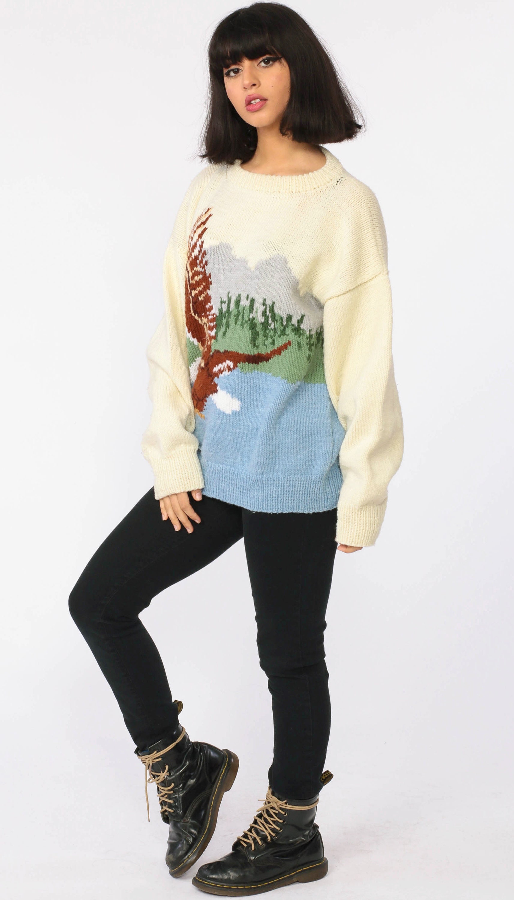 Bald Eagle Sweater Animal Sweater 80s Knit Sweater Pacific Northwest ...