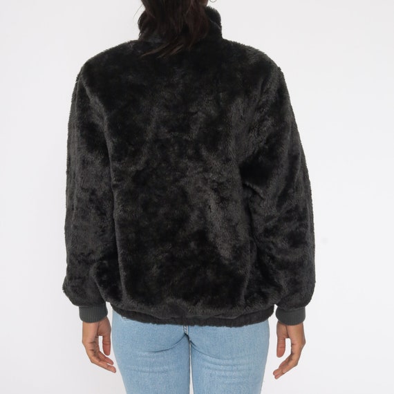 Faux Fur Coat Grey-Black Fake Fur Jacket Vegan Vi… - image 6