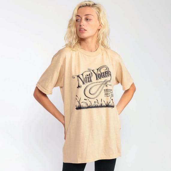 Vintage Neil Young Shirt 1989 Harvest Fest Tour Band T Shirt 80s Original Jerzees Rock Tee Shirt 1980s Concert Tee Extra Large xl