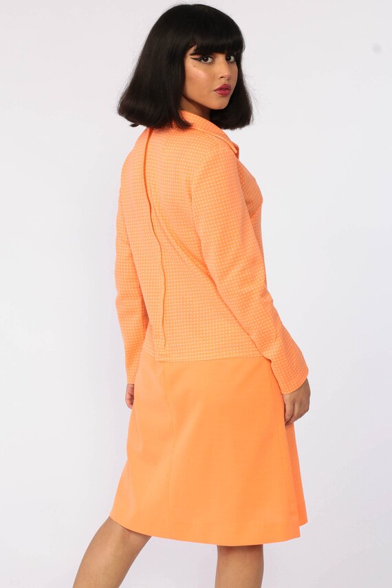 60s Mod Dress Orange Drop Waist Polka Dot Space A… - image 4