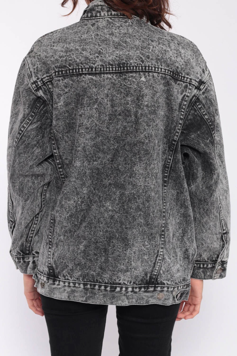 black acid wash denim jacket womens