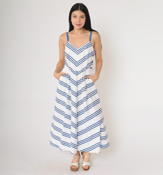 Blue and white chevron dress hotsell