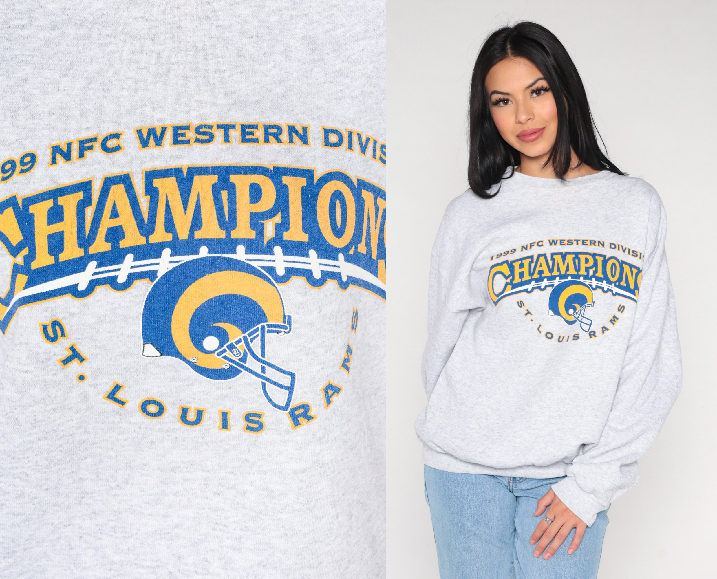 Vintage Style Los Angeles Ram Football Crewneck Sweatshirt - Jolly Family  Gifts