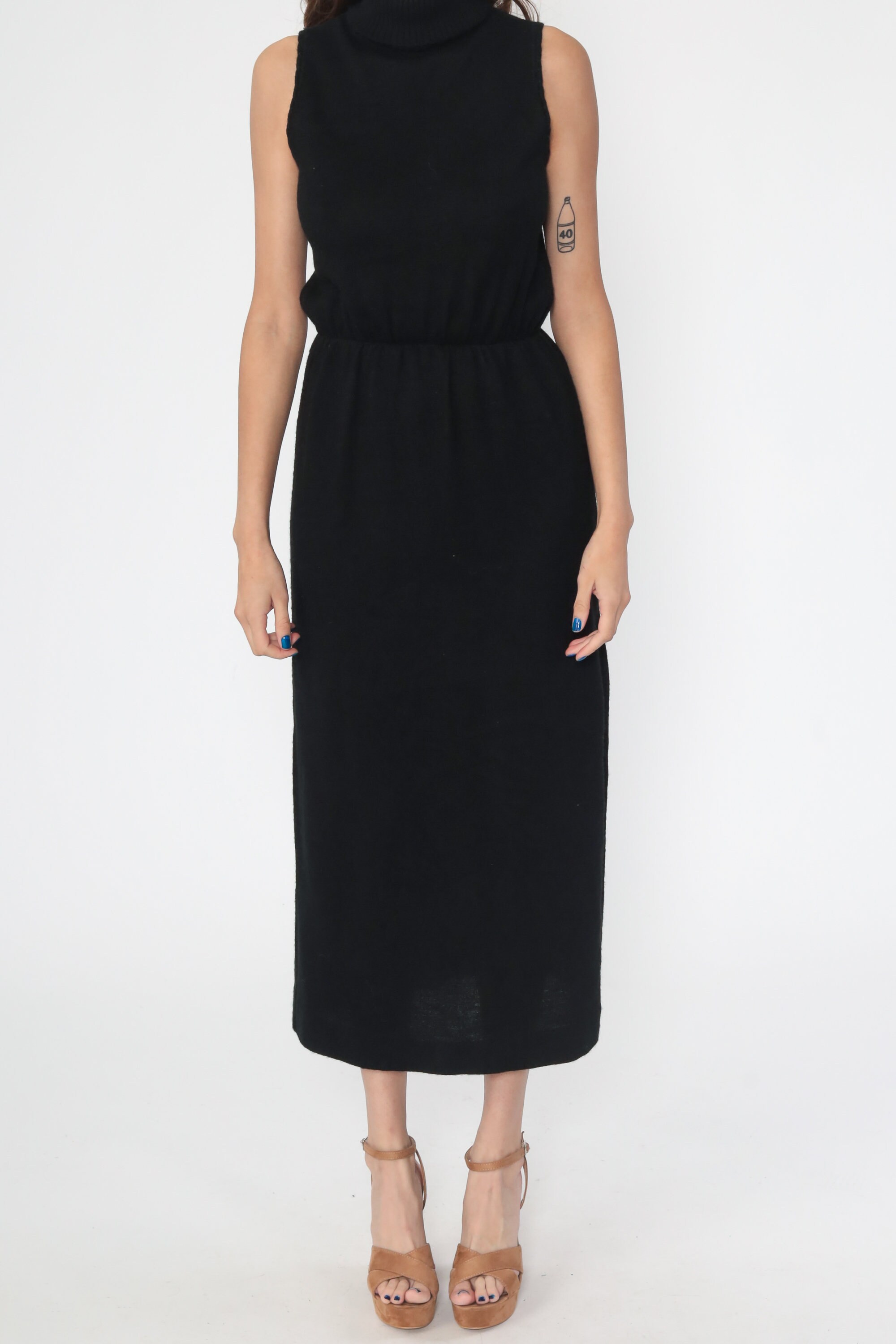 black sweater dress midi