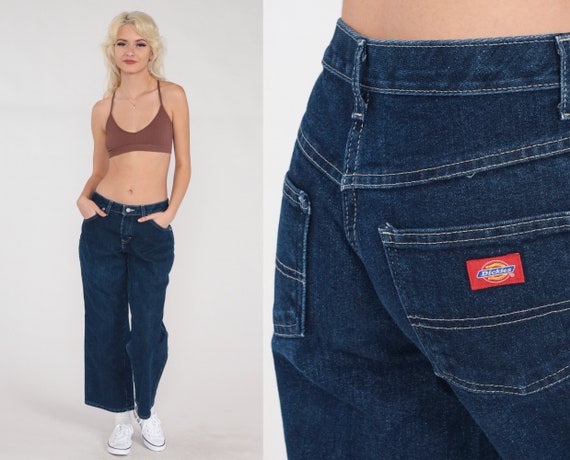 Y2K Dickies Jeans Low Rise Jeans Dark Wash Denim Bell Bottom Jeans