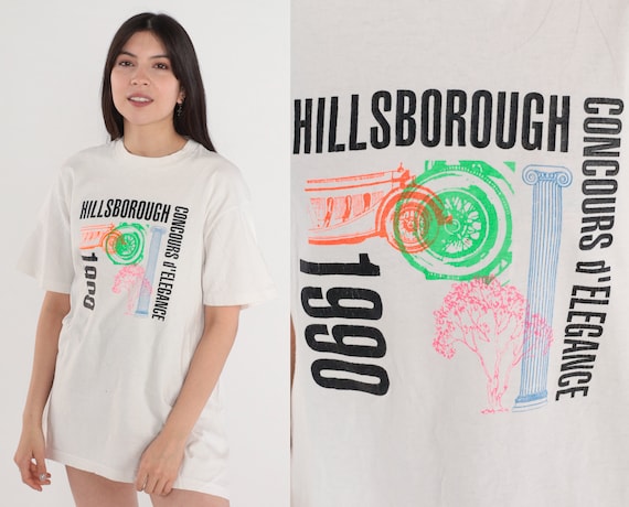 Hillsborough Concours D'Elegance Shirt 90s California Fundraiser T-Shirt 1990 Classic Car Show Graphic Tee Vintage 1990s Medium Large