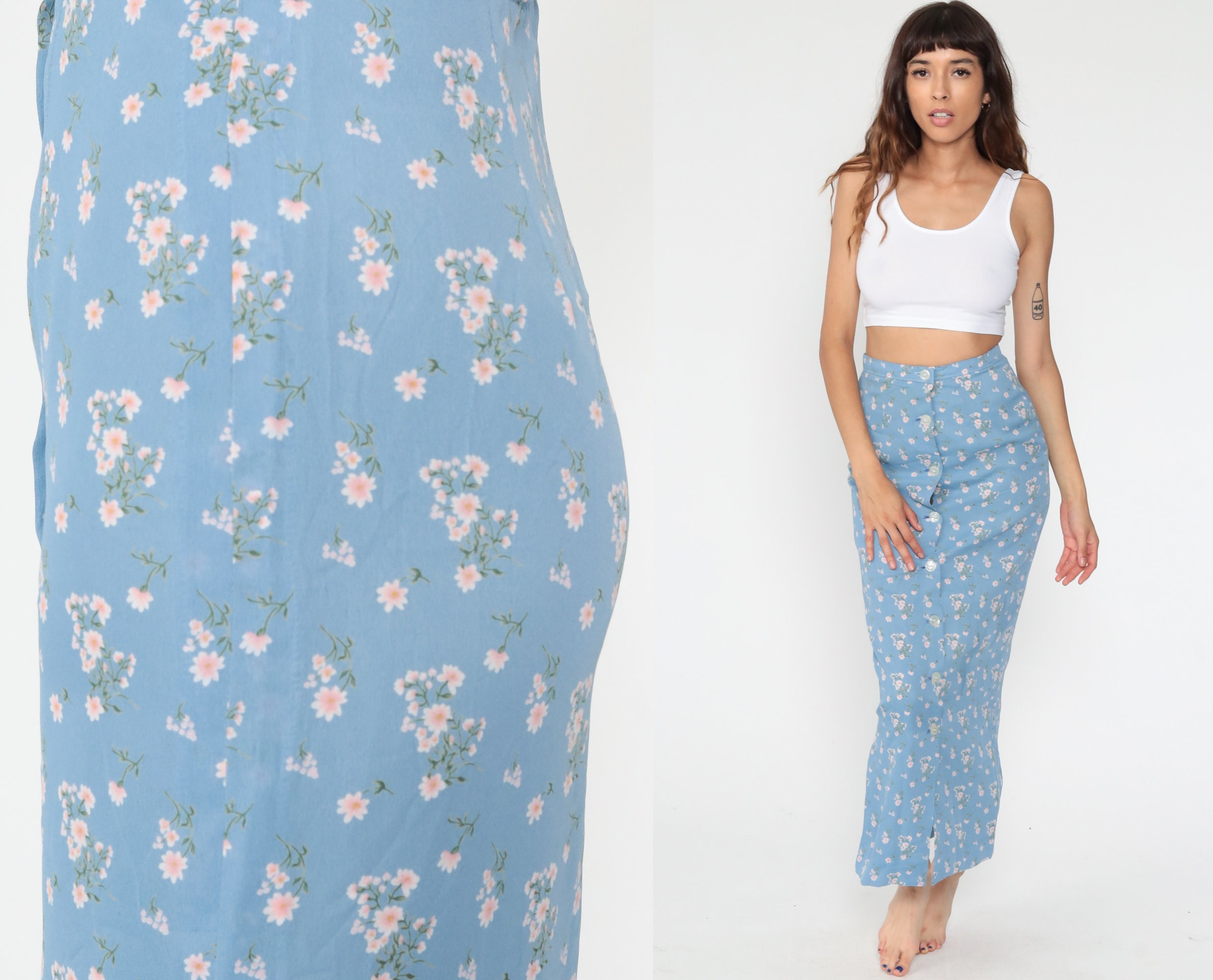 blue button up skirt