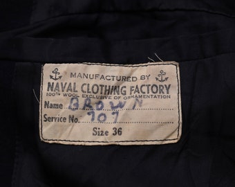 Vintage 1940s US Navy Pea Coat WWII Black Wool Jacket Double