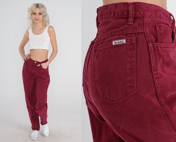 Burgundy mom store jeans