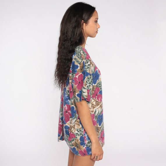 Floral T Shirt 90s Flower Print Short Sleeve TShi… - image 5