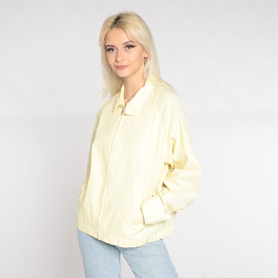 Yellow Windbreaker 80s Zip Up Jacket Retro Pastel Plain Simple Basic Solid Warmup Spring Jacket Basic Minimalist Vintage 1980s Medium Large