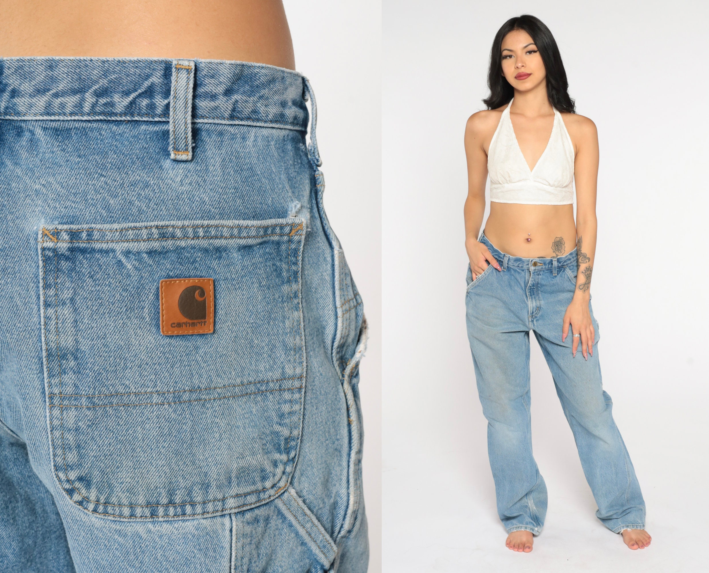 jul interferens lille Y2k Carhartt Jeans High Waisted Denim Cargo Pants Retro Mom - Etsy