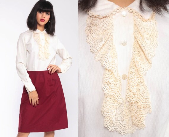 Tuxedo Lace Dress -- 70s Mini Dress Peter Pan Coll