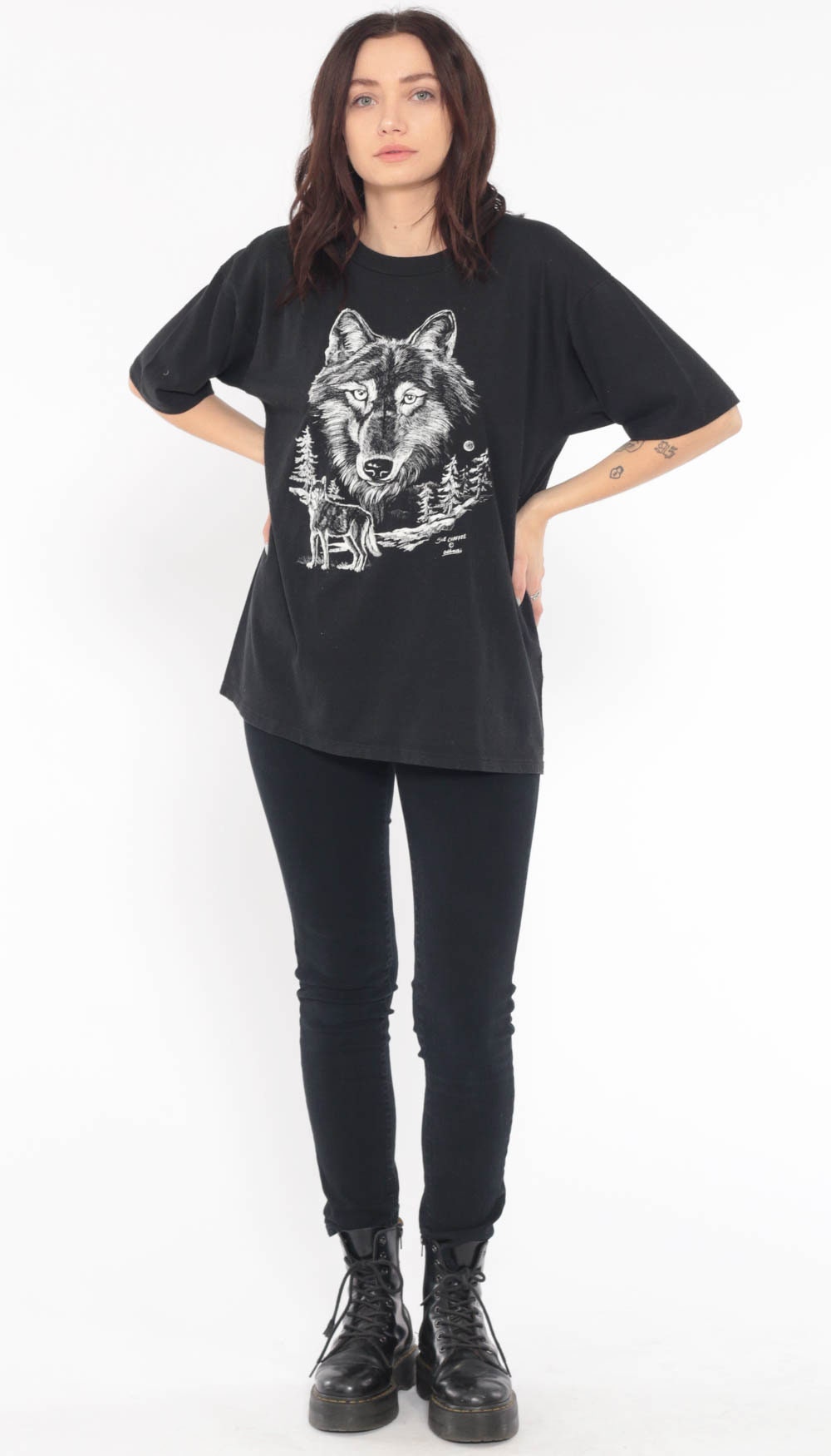 black shirt with animal print