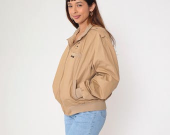 Vintage Tan Members Only Jacket 80s Zip up Windbreaker Bomber Cafe
