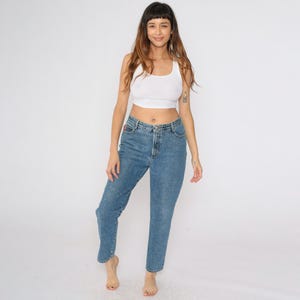 Vintage 90s Bongo Jeans Mom Jeans High Waisted Slim Jeans 1990s Denim Tapered Pants Medium Wash Blue Size 13R Medium 30