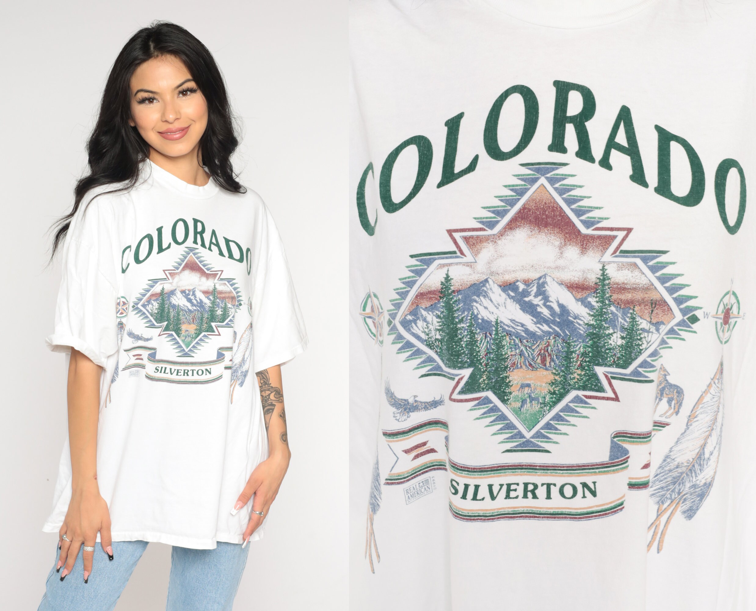 Silverton TShirt 90s Southern Colorado Shirt Mountains Forest Feathers