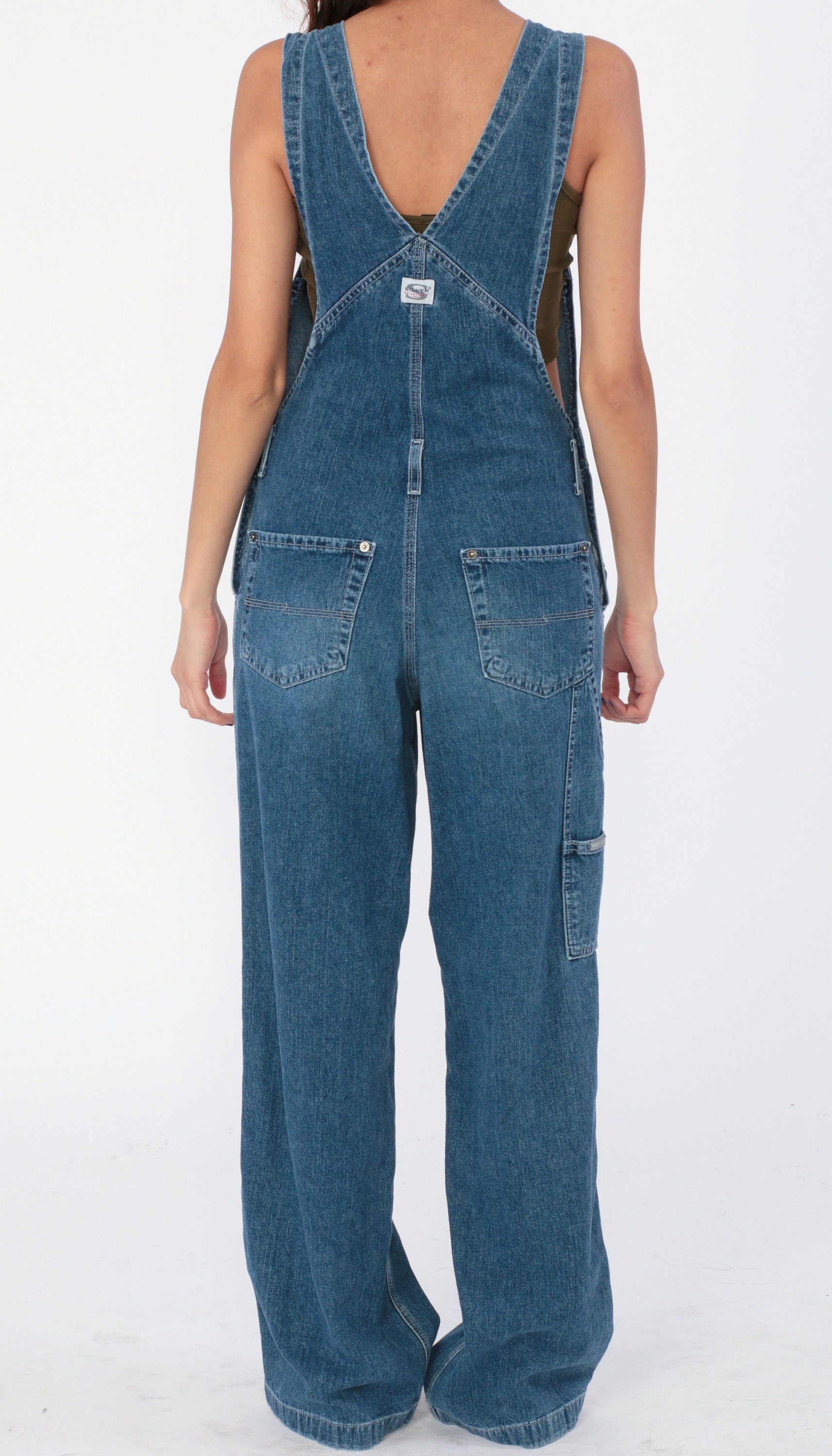 Silver Jean Overalls 90s Denim Grunge Pants SILVER JEANS Baggy Dungarees 00s Bib Overalls Pants