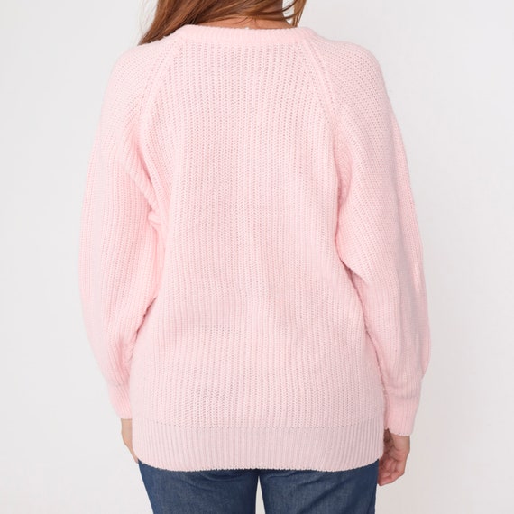 Baby Pink Sweater 90s Plain Ribbed Knit Slouchy P… - image 6
