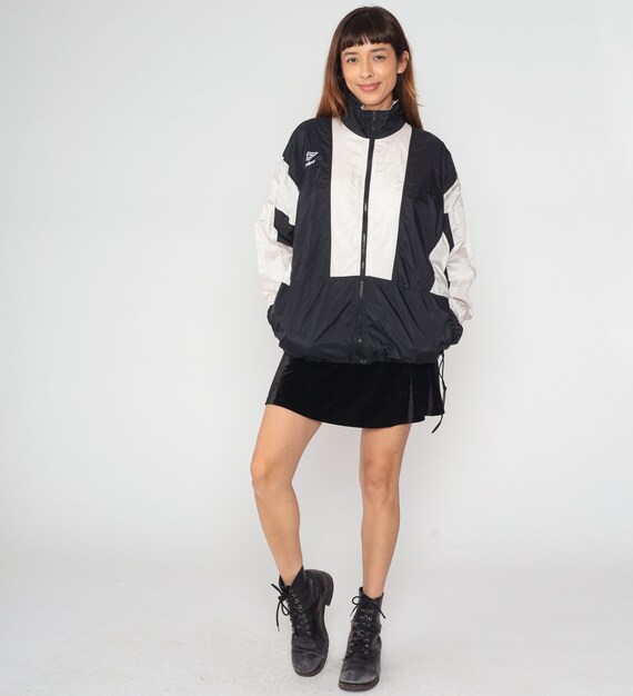 90s Umbro Jacket Black White Zip Up Windbreaker J… - image 3