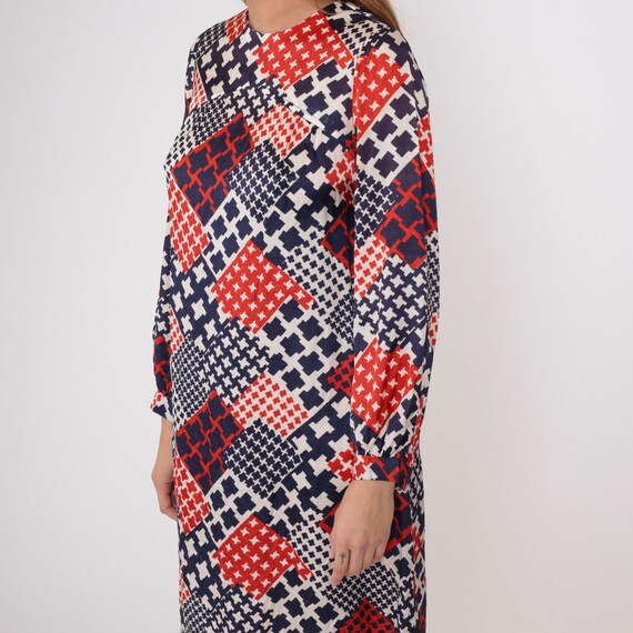 60s Mod Dress Patchwork Checkered Dress Red White… - image 6