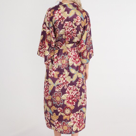Bohemian Purple Pattern Print Women Long Robe