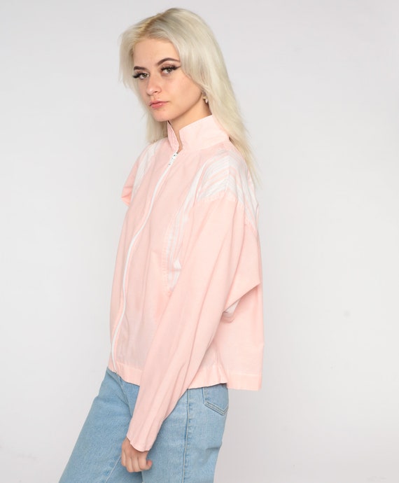 Baby Pink Windbreaker 80s Pastel Zip Up Jacket Pl… - image 5