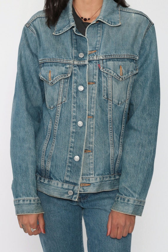 90s Levis Denim Jacket Red Tab Levi Strauss Jean Jacket Denim Jacket Trucker Blue Levi Coat 1990s Vintage Denim Coat Small Medium