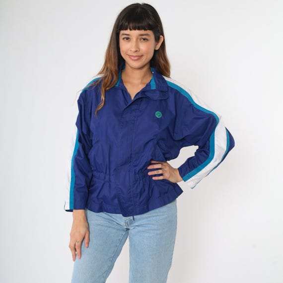 Vintage Fila Windbreaker Jacket Y2K Blue Striped Jacket Streetwear Sports Warmup Hipster Retro Warm Up Small S