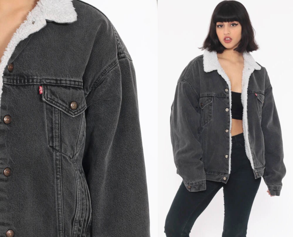 black levi jacket with fur