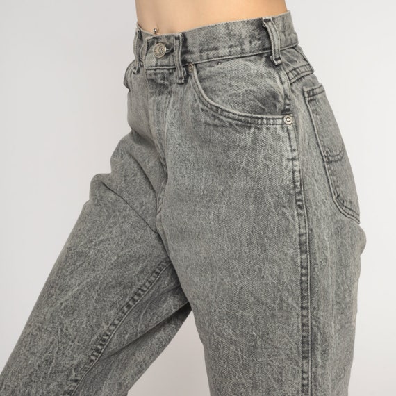 90s Lee Mom Jeans -- Grey Acid Wash Denim High Wa… - image 6