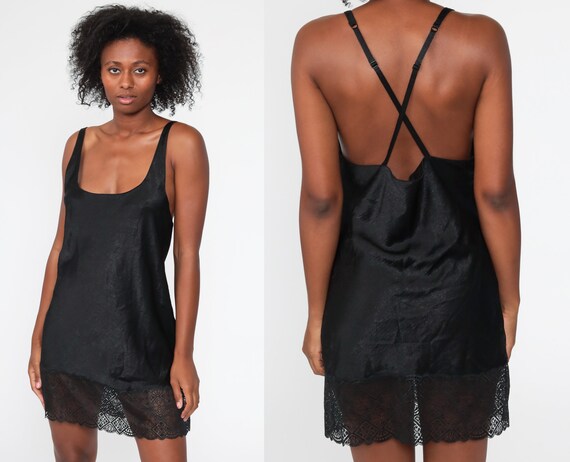 Black Slip Dress Victorias Secret Mini Chemise Lin
