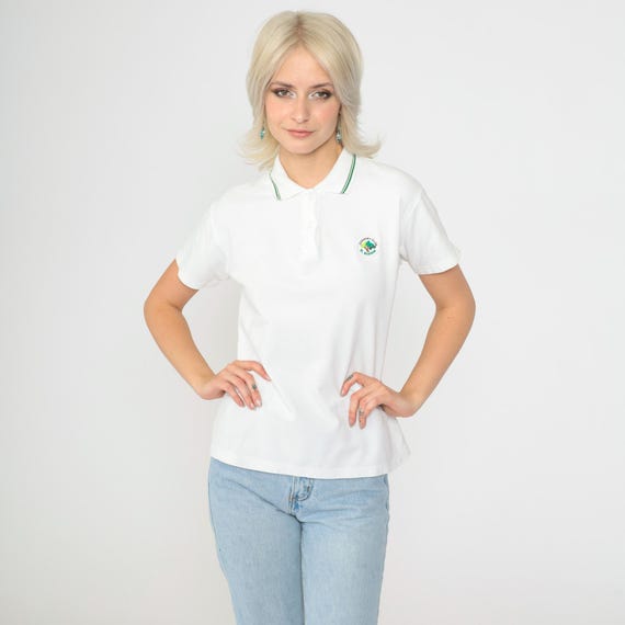 Vintage El Bosque Country Club Shirt 90s Golf Polo Shirt Retro Preppy Short Sleeve Collared Shirt Golfer White Short Sleeve 1990s Medium M