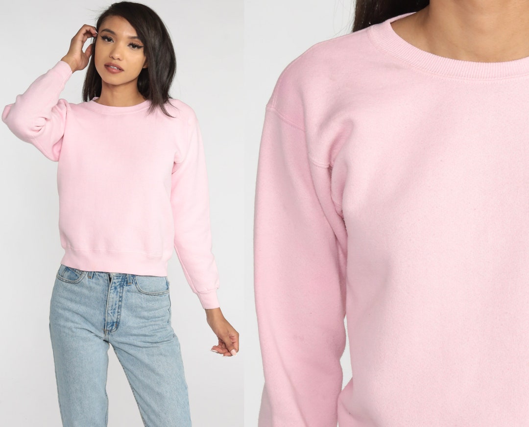 Floral Sweatshirt 90s Baby Pink Flower Print Sweatshirt 