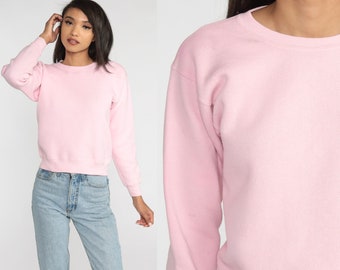 Baby Pink Sweatshirt 90s Plain Crewneck Pullover Retro Girly Pastel Sweater Normcore Solid Slouchy Basic Streetwear Vintage 1990s Small S