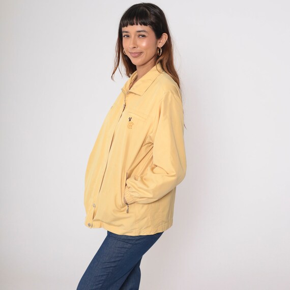 Yellow Windbreaker Jacket Letter E Patch Zip Up J… - image 4