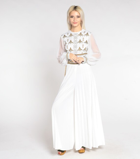 Alfred Shaheen Jumpsuit 70s White Wide Leg Pantsu… - image 6